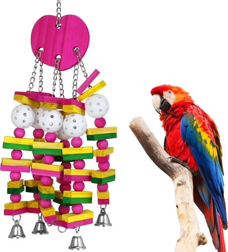 Miniatura 10 de MEWTOGO Juguetes grandes para loros de aves para cacatúas, guacamayos grises africanos y loros amazónicos, regalo para pájaros Rojo