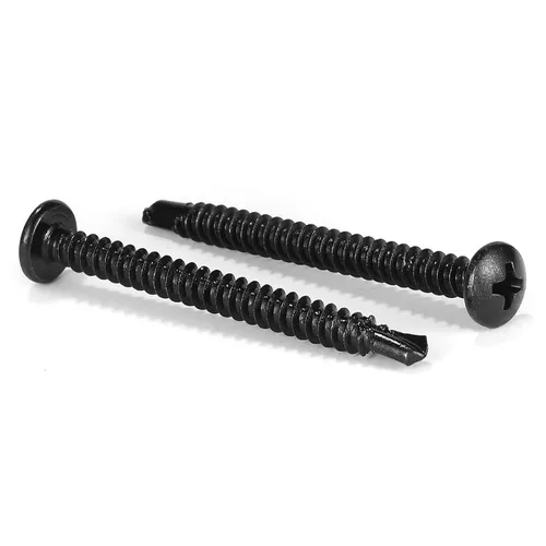 Miniatura 13 de #8 x 1 Tornillos de chapa metálica 100 piezas 410 tornillos Tek de cabeza plana de acero inoxidable Tornillos autorroscantes rápidos Óxido negro por