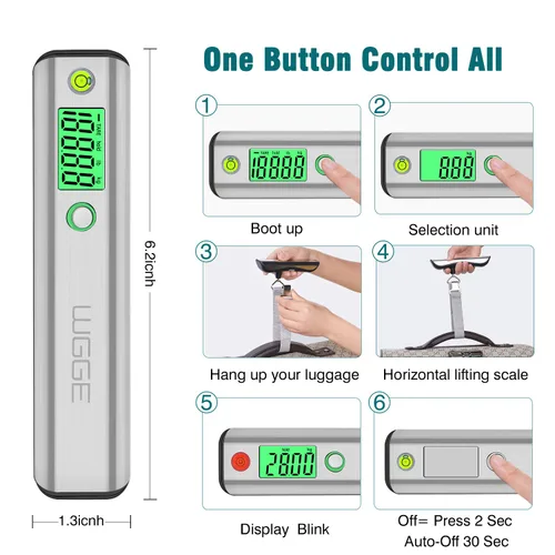 Miniatura 4 de Báscula digital de equipaje báscula de peso para equipaje de viaje máximo 1102lbs con pantalla LCD retroiluminada