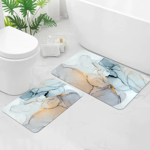 Miniatura 14 de Gibelle Alfombra de baño súper absorbente, de secado rápido, delgada, para debajo de la puerta, antideslizante, parte trasera de goma, para frente