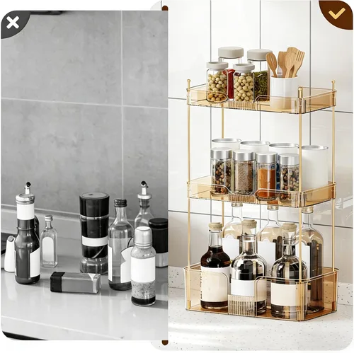 Miniatura 6 de Akinbas Organizador de baño de 3 niveles, bandeja de perfume de maquillaje, organizador de cuidado de la piel para tocador de baño (dorado)