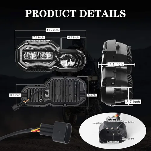 Miniatura 6 de AUDEXEN - Conjunto de faros LED de 200W con ojos de ángel DRL de haz alto/bajo compatible con BMW F800GS F800GS Adventure F700GS F650GS