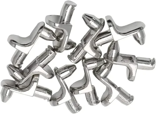 Miniatura 2 de 24 clavijas de soporte para estante, clavijas de soporte de estante de 1/5 pulgadas de diámetro, clips en forma de L de aleación de zinc para cocina