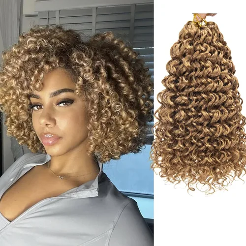Miniatura 9 de 8 Paquetes de Cabello Rizado con Ganchillo GoGo, Cabello Rizado con Ganchillo para Mujeres Negras, Trenzado de Onda Profunda, Cabello Sintético