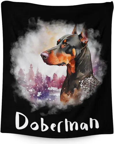 Miniatura 9 de Doberman - Manta suave, mullida y cálida, manta pequeña de 30 x 40 pulgadas para sofá, oficina, regalo verde lindo para los amantes de los perros