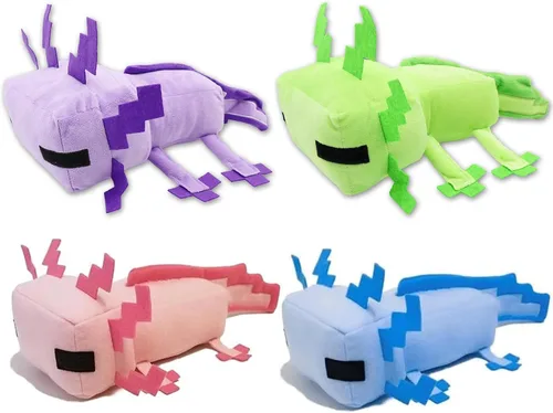 XSLWAN Peluche de Axolotl Azul, Peluche de Axolotl Verde, Peluche de Axolotl Rosa y Peluche de Axolotl Morado Juguete de Peluche Relleno Cojín Suave