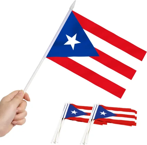 Miniatura 25 de Anley Mini bandera de El Salvador, paquete de 12 unidades, banderas salvadoreñas pequeñas en miniatura de mano en barra, resistentes a
