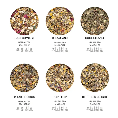Miniatura 10 de BREWIX, Descubre Calma Caja de Regalo de Té de Hierbas Premium para Navidad (100g/50+ Tazas) Juego de Regalo de Té para Amantes del Té 6 Tés