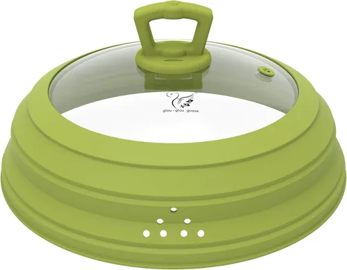 Miniatura 11 de Tapa protectora de salpicaduras de vidrio ventilado para microondas, tapa protectora de salpicaduras con silicona plegable para alimentos como Gris
