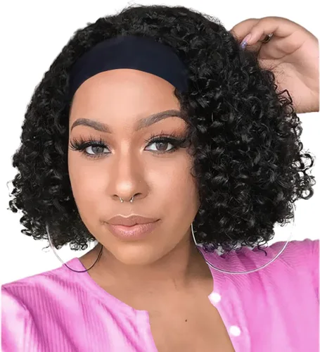 Miniatura 29 de Aiterina Peluca con Diadema de Cabello Humano Ombre con Mechas Rizado Peluca de Cabello Humano Pelugas con Diadema para Mujeres Negras Sin Encaje