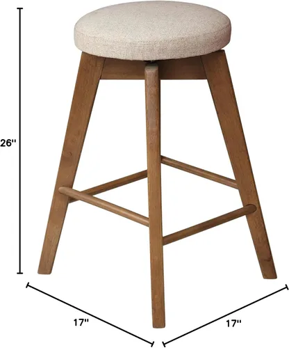 Miniatura 11 de Nathan James Amalia Taburete de bar de altura de encimera de cocina sin espalda, madera maciza con asiento giratorio de 360 grados, café Marrón