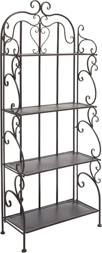 SAFAVIEH Tyrique - Estante de hierro forjado victoriano rústico marrón rústico de 4 niveles, soporte de metal para plantas, estante para panadero,