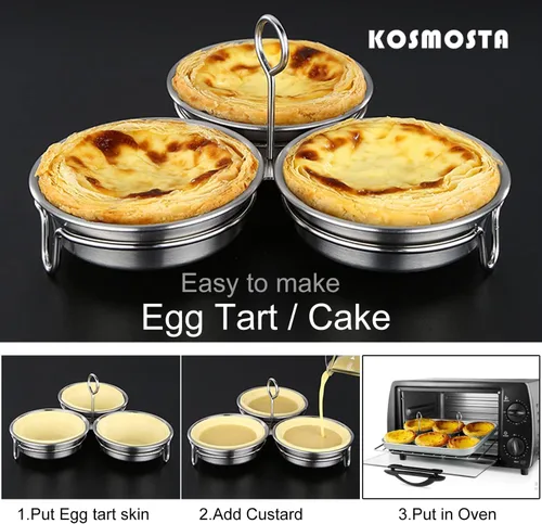 Miniatura 6 de Cazador de huevos de acero inoxidable, Fabricante perfecto de huevos escalfados, Anillos redondos para cocina de huevos para desayuno, 3 tazas
