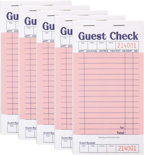 Miniatura 11 de Stock Your Home Libros azules de cheques de invitados para servidores (paquete de 20) bloc de notas de servidor, cuaderno de cheques de camarero