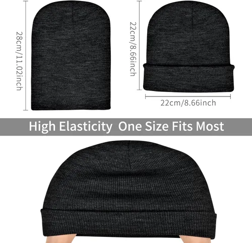 Miniatura 4 de Rosoz Gorro para hombre y mujer, gorro de punto con puños, gorro de invierno con calavera, unisex