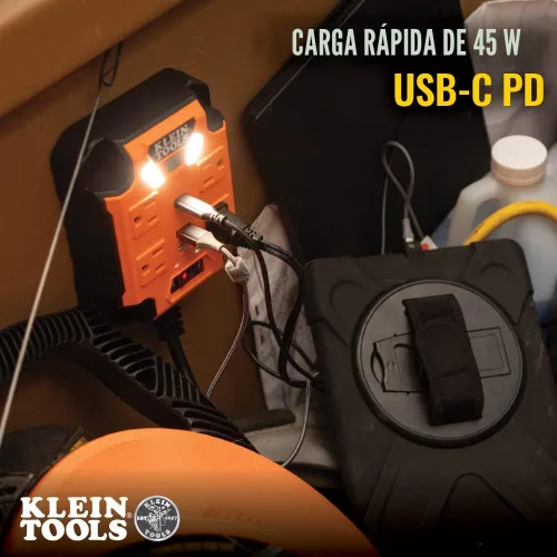 Miniatura 6 de Klein Tools 29601 Regleta magnética con protector de sobretensión, cable de extensión, 4 tomacorrientes, 3 puertos USB, cable de 5 pies, caja