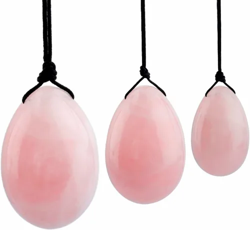 Miniatura 10 de TUMBEELLUWA Yoni Huevo de cristal curativo 3 piedras de masaje perforadas para mujeres para entrenar músculos pélvicos ejercicio Kegel, obsidiana #1