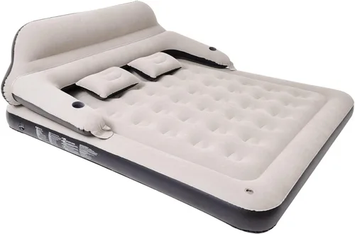 Miniatura 8 de Cama inflable de colchón de aire tamaño Queen con cabecero y almohadas, sofá cama inflable