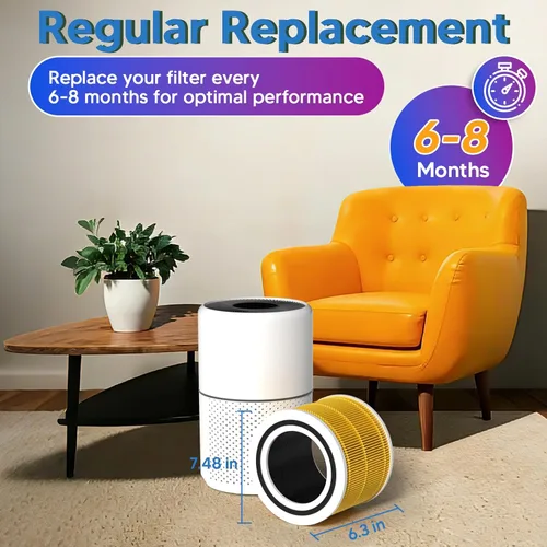 Miniatura 7 de Filtro de Repuesto Core 300 Pet Care para Purificador de Aire LEVOIT Core 300S y Core 300-P, Reemplazo de Filtro HEPA Verdadero H13 3-en-1, Amarillo