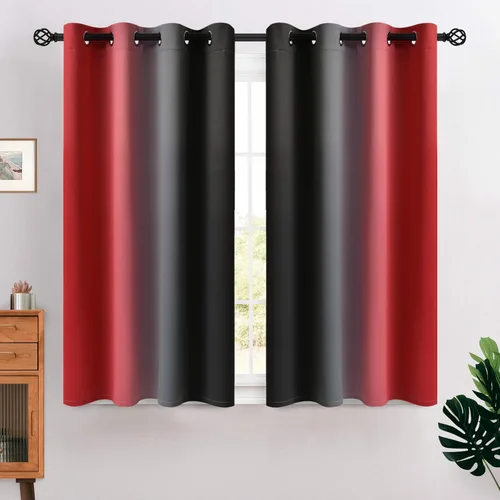 Miniatura 53 de COSVIYA Cortinas 100% Opacas Azul Degradado con Lazos Ajustables para Cocina Aislamiento Térmico Oscurecimiento de Habitación Cenefa con Bolsillo