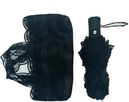 Miniatura 4 de zmgmsmh Paraguas plegable de cierre automáticoabierto paraguas de viaje plegable resistente a los rayos UV sombrilla de encaje de princesa sombrilla