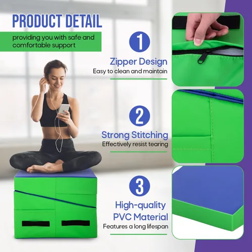 Miniatura 4 de Colchoneta de gimnasia inclinada, esterilla de yoga para gimnasio en casa, alfombrilla de ejercicio plegable con superficie de poliuretano Azul