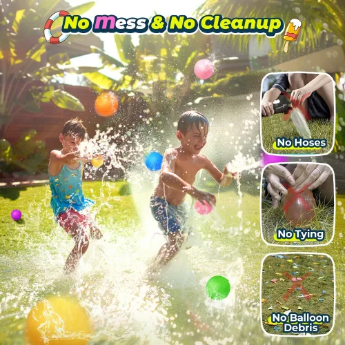 Miniatura 5 de Globos de agua reutilizables, bolas de agua para salpicar, bola de agua magnética para juegos al aire libre, fiesta de verano (8 unidades)