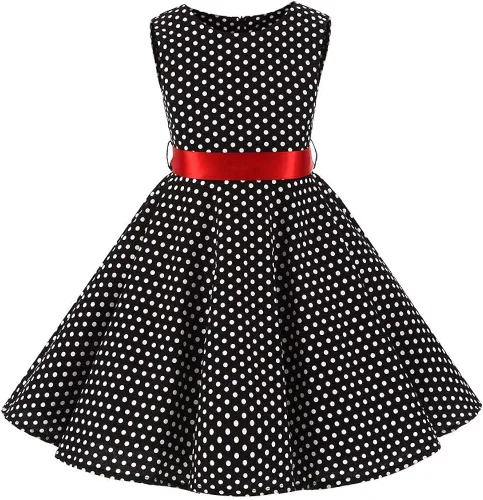 Vestido de noche para niñas, estilo vintage de los años 50, con estampado de lunares, floral, rockabilly para fiesta de graduación, vestido de té