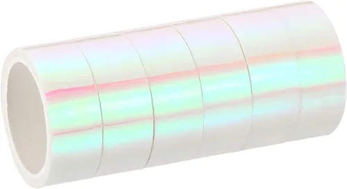 PATIKIL Cinta metalizada de 0.59 pulgadas x 5.5 yardas, 6 rollos de papel de aluminio holográfico autoadhesivo para espejo, adhesivo metálico para