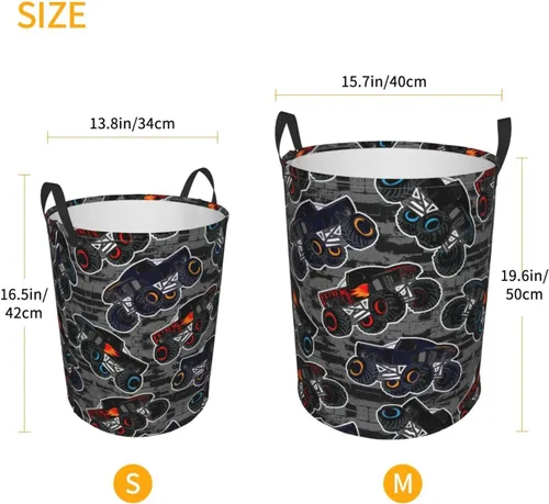 Miniatura 5 de Monster Truck - Cesta redonda para ropa sucia, para niños, cesta de almacenamiento para juguetes, organizador de ropa, para el hogar, baño