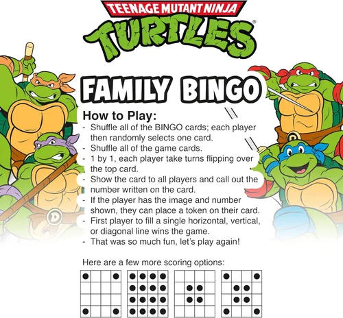 Miniatura 3 de Aquarius Teenage Mutant Ninja Turtles Juego de bingo – Juego de fiesta familiar con licencia oficial para edades de 8 años en adelante, 2 – 18