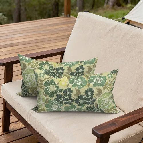 Miniatura 61 de Juego de 2 almohadas para exteriores de 16 x 16 pulgadas, repelentes al agua con interiores, para muebles de patio, hogar, jardín, geometría bohemia