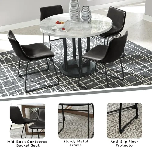 Miniatura 6 de LEMBERI Juego de 2 sillas de comedor de piel sintética, modernas sillas de cocina y comedor de 18 pulgadas con respaldo y patas de metal, cómodo