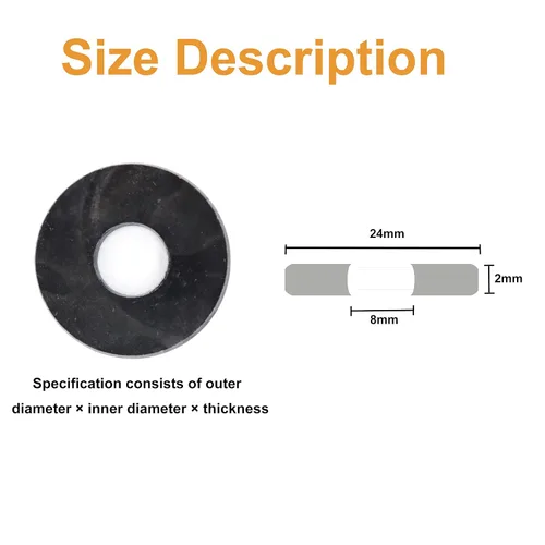 Miniatura 2 de 100 piezas de arandelas planas M3 (DO=12mm, 1mm de grosor) negras grandes para guardabarros, grado 8, acero al carbono
