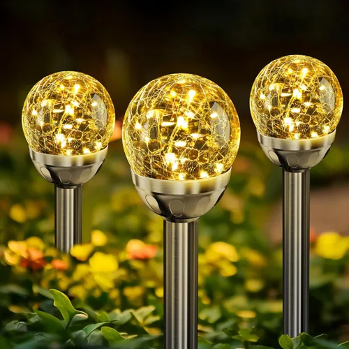 Miniatura 11 de Solpex - Luces solares de jardín para exteriores, paquete de 3 unidades, multicolor, cambio de color y blanco, 2 modos, bola de vidrio alimentada