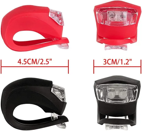 Miniatura 3 de Paquete de 8 luces de bicicleta, juego de luces LED de silicona para bicicleta, 4 faros delanteros de bicicleta y 4 luces traseras (rojo y blanco)