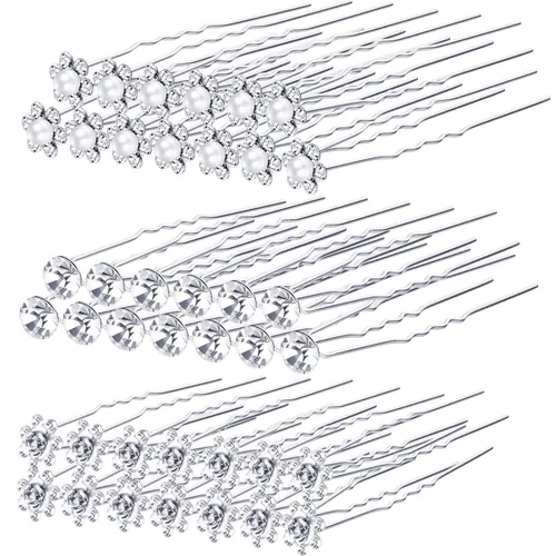 Miniatura 8 de 40 horquillas para el pelo de boda nupcial, pinzas de pelo con diamantes de imitación en forma de U, accesorios de peinado de boda, accesorios