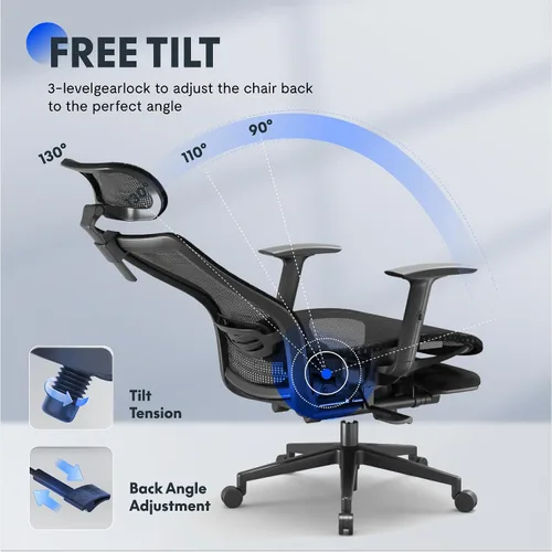 Miniatura 8 de FLEXISPOT OC3 Air - Silla de oficina ergonómica con respaldo de malla, silla giratoria para computadora, sillas de escritorio de oficina ejecutiva