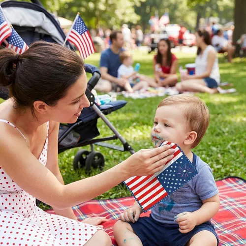 Miniatura 5 de 100 Pcs Patriotic Paper Napkins Disposable 4th of July Guest Napkins - Red White Blue Star Dinner Napkin for Patriotic Memorial Day Independence Day