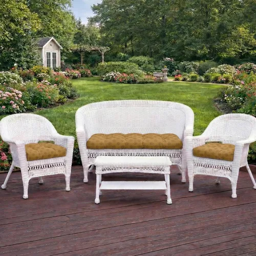 Miniatura 38 de RSH DECOR: Sunbrella 3-Piece Tufted Wicker Cushion Set 44" x 22" & 22" x 22" Outdoor Loveseat & U-Shaped Seat Cushions Crafted with