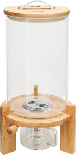 7.5L Cereal Contenedores Almacenamiento,Dispensador de cereales Harina Arroz Contenedor de almacenamiento Tanque de vidrio W/Lid Medición Taza Cubo