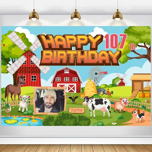 Miniatura 19 de Cartel personalizado de decoración de cumpleaños número 107 con temática de castillo y princesa, pancarta de tela personalizada para suministros