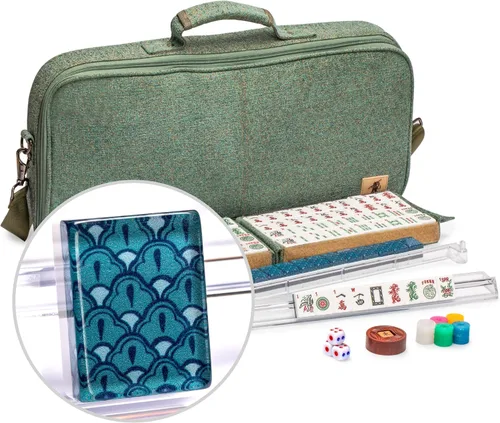 Miniatura 11 de Set de Mahjong Americano de Yellow Mountain Imports, Chinoise con Estuche de Terciopelo Suave - Soportes con Empujadores, Monedas de Puntuación