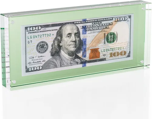 Miniatura 11 de Estuche de visualización con forma de billete de dólar de 7.8" x 3.9" – Estuche acrílico con marco para billetes de dólar, soporte magnético