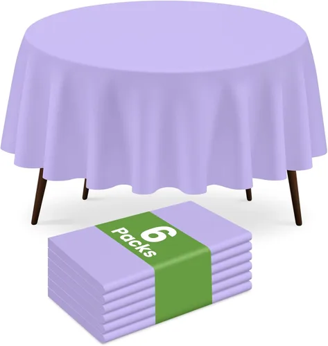 Miniatura 53 de Paquete de 2 manteles redondos desechables color azul oscuro, manteles de plástico para fiestas, 84 x 84 pulgadas, impermeable, para campamento