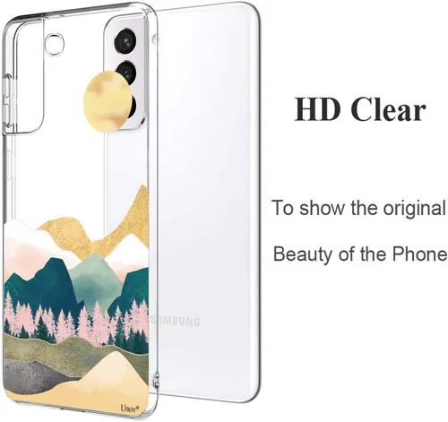 Miniatura 3 de Unov Funda para Galaxy S21, transparente con diseño, ajuste delgado, buen agarre, funda de teléfono en relieve, cubierta protectora a prueba