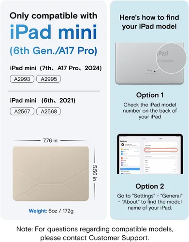 Miniatura 3 de MOFT Soporte dinámico para tablet compatible con iPad mini A17 Pro 2024 y iPad mini 6th A15 2021, funda magnética delgada para tablet con más de 20