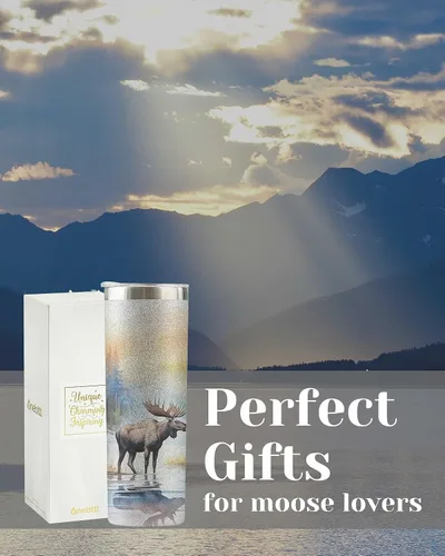 Miniatura 6 de Onebttl Regalos de alce para hombres y mujeres, regalo para los amantes de los alces en el Día Nacional del Alce, cumpleaños y Navidad, vaso aislado