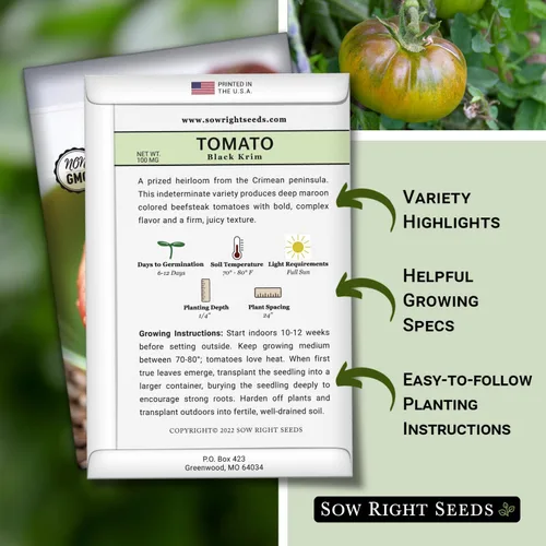 Miniatura 2 de Sow Right Seeds - Semillas de tomate Black Krim para plantar - Filete de res de color granate oscuro medio - Semillas de tomate tradicionales sin