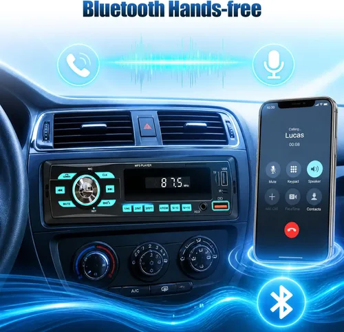 Miniatura 3 de Radio de coche Bluetooth Single DIN Audio estéreo para automóvil, audio para automóvil con Bluetooth dual y control de aplicaciones, compatible